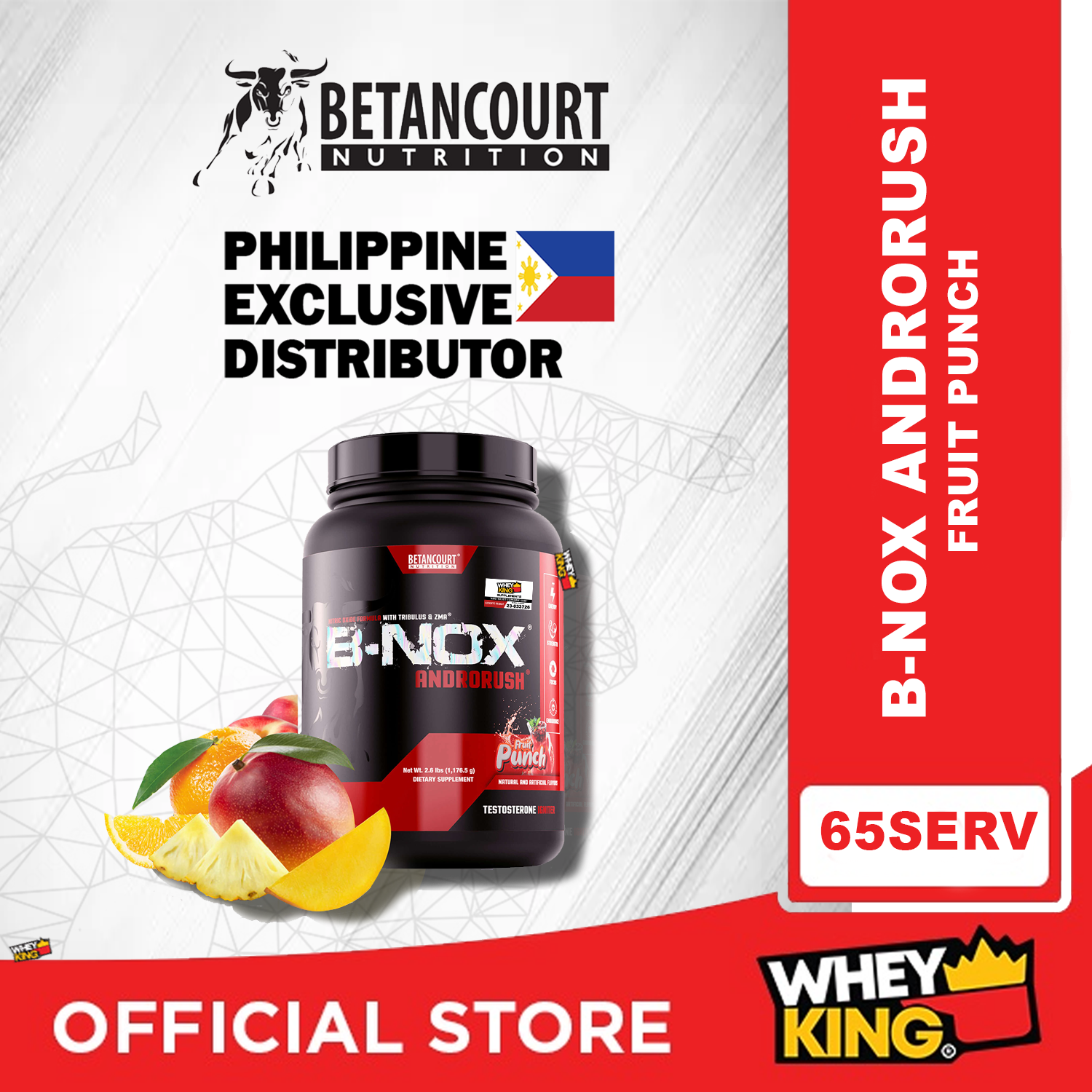 [Clearance Expiry April 2024] Betancourt B-NOX Androrush Preworkout & Testosterone Booster 65 serving