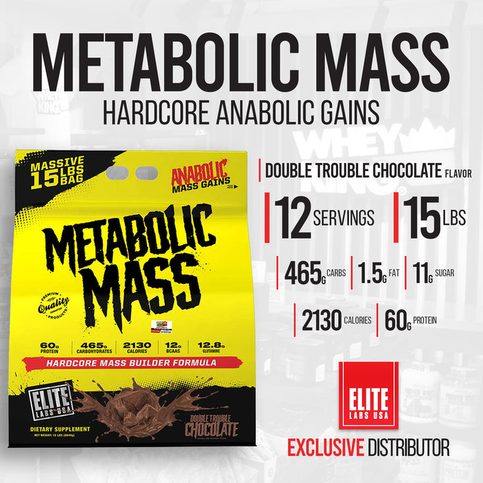 BUNDLE PROMO Elite Labs USA Metabolic Mass (15lbs) FREE NCF L-lysine