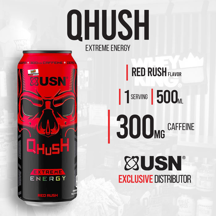 USN Qhush Preworkout Extreme Energy + Nootropic RTD EXP. 03/31/2025